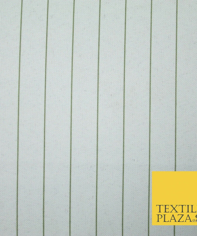 White Green Hairline Striped Bi-Stretch Fabric Suiting Uniform Skirts 58" 4713