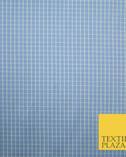 Blue White Small Check 100% Cotton Fabric Shirting Dress Sewing Craft 59" 4711