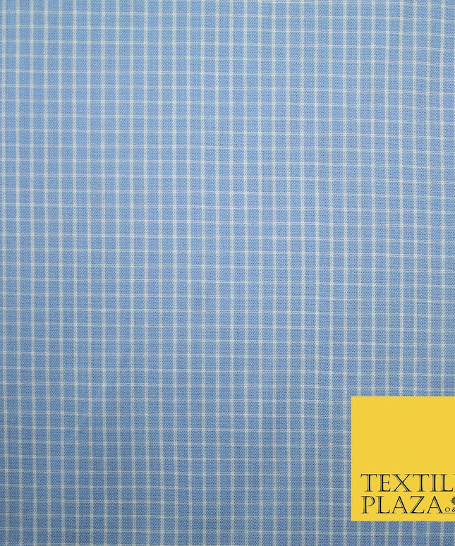 Blue White Small Check 100% Cotton Fabric Shirting Dress Sewing Craft 59" 4711
