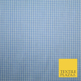 Blue White Small Check 100% Cotton Fabric Shirting Dress Sewing Craft 59" 4711