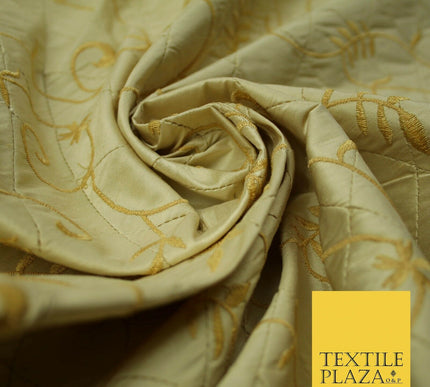 Luxury Floral Stem Embroidered Pintuck 100% PURE SILK Fabric Cushion Furnishing