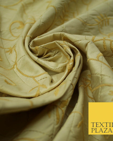 Luxury Floral Stem Embroidered Pintuck 100% PURE SILK Fabric Cushion Furnishing
