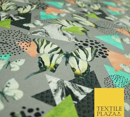 Grey Abstract Wacky Zebra Butterfly Printed 100% Cotton Canvas Fabric 58" 4484