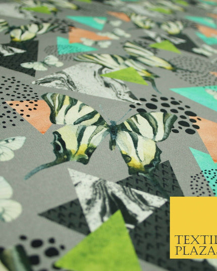 Grey Abstract Wacky Zebra Butterfly Printed 100% Cotton Canvas Fabric 58" 4484