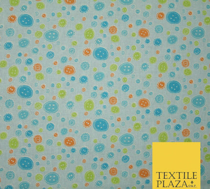 Falling Buttons Design Printed 100% Cotton Fabric Masks Sewing Dress Craft 44"