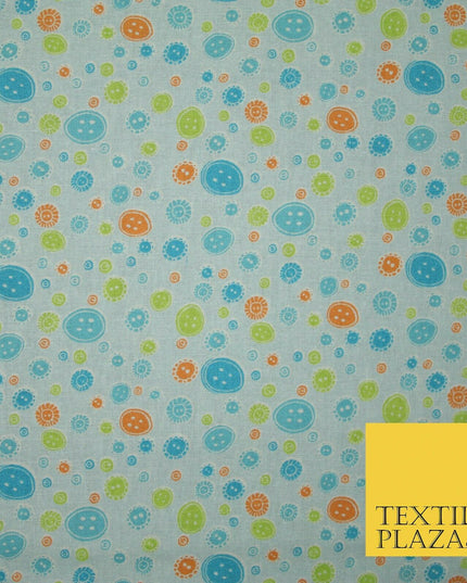 Falling Buttons Design Printed 100% Cotton Fabric Masks Sewing Dress Craft 44"