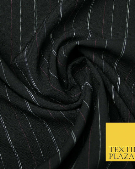 Black White Pink Multi Striped Bi-Stretch Fabric Suiting Uniform Skirts 56" 4714