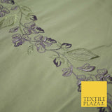 Luxury Oyster Beige Floral Garland Embroidered 100% PURE SILK Fabric 37" 4563