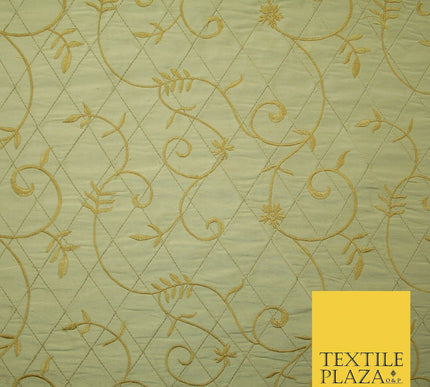 Luxury Floral Stem Embroidered Pintuck 100% PURE SILK Fabric Cushion Furnishing