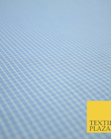 Blue White Small Check 100% Cotton Fabric Shirting Dress Sewing Craft 59" 4711