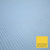 Blue White Small Check 100% Cotton Fabric Shirting Dress Sewing Craft 59" 4711