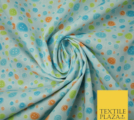 Falling Buttons Design Printed 100% Cotton Fabric Masks Sewing Dress Craft 44"