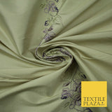 Luxury Oyster Beige Floral Garland Embroidered 100% PURE SILK Fabric 37" 4563