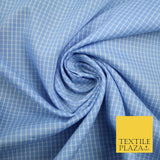 Blue White Small Check 100% Cotton Fabric Shirting Dress Sewing Craft 59" 4711