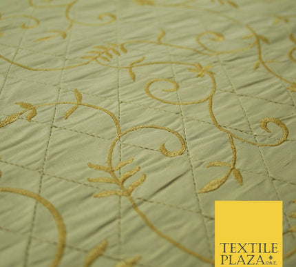 Luxury Floral Stem Embroidered Pintuck 100% PURE SILK Fabric Cushion Furnishing