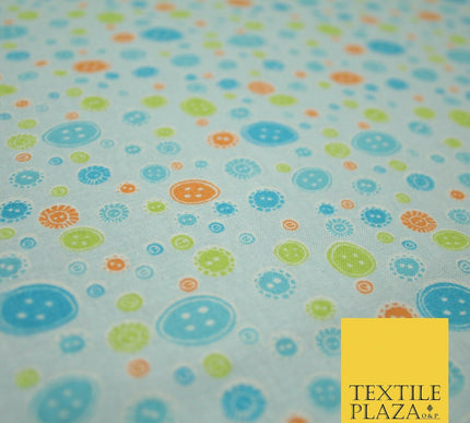 Falling Buttons Design Printed 100% Cotton Fabric Masks Sewing Dress Craft 44"