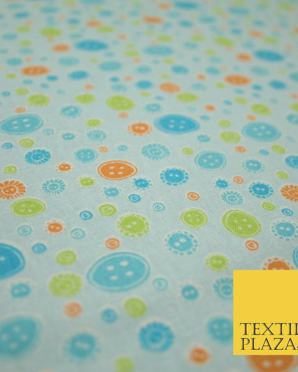 Falling Buttons Design Printed 100% Cotton Fabric Masks Sewing Dress Craft 44"