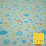 Falling Buttons Design Printed 100% Cotton Fabric Masks Sewing Dress Craft 44"