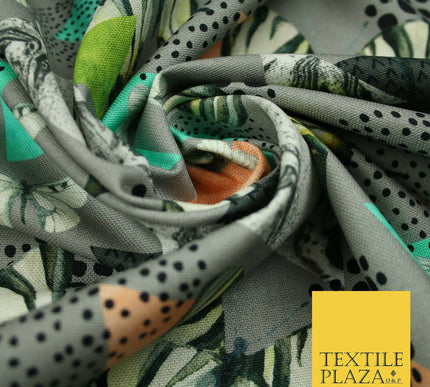 Grey Abstract Wacky Zebra Butterfly Printed 100% Cotton Canvas Fabric 58" 4484