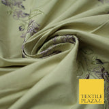 Luxury Oyster Beige Floral Garland Embroidered 100% PURE SILK Fabric 37" 4563