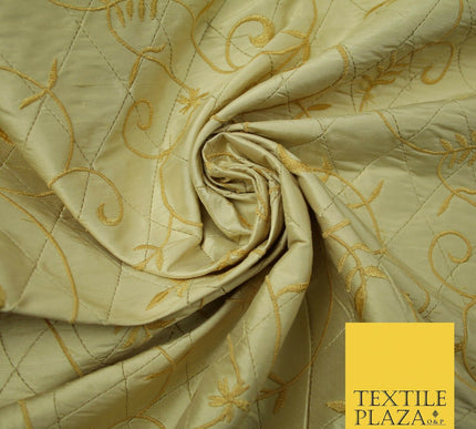 Luxury Floral Stem Embroidered Pintuck 100% PURE SILK Fabric Cushion Furnishing