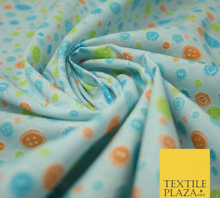 Falling Buttons Design Printed 100% Cotton Fabric Masks Sewing Dress Craft 44"