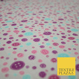 Falling Buttons Design Printed 100% Cotton Fabric Masks Sewing Dress Craft 44"