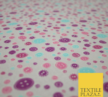 Falling Buttons Design Printed 100% Cotton Fabric Masks Sewing Dress Craft 44"