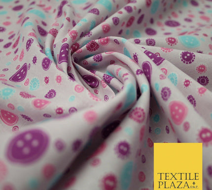 Falling Buttons Design Printed 100% Cotton Fabric Masks Sewing Dress Craft 44"