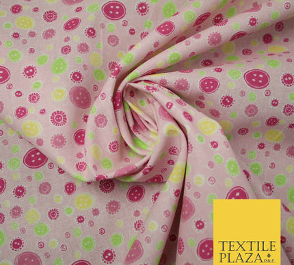 Falling Buttons Design Printed 100% Cotton Fabric Masks Sewing Dress Craft 44"