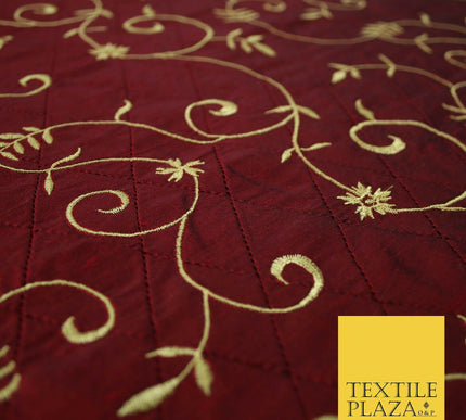 Luxury Floral Stem Embroidered Pintuck 100% PURE SILK Fabric Cushion Furnishing