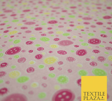 Falling Buttons Design Printed 100% Cotton Fabric Masks Sewing Dress Craft 44"