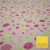 Falling Buttons Design Printed 100% Cotton Fabric Masks Sewing Dress Craft 44"