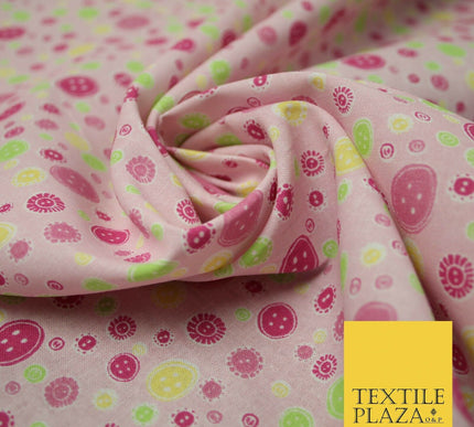 Falling Buttons Design Printed 100% Cotton Fabric Masks Sewing Dress Craft 44"