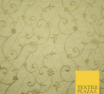 Luxury Floral Stem Embroidered Pintuck 100% PURE SILK Fabric Cushion Furnishing