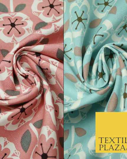 Scandi Poppy Floral Pastel Abstract 100% COTTON CANVAS Printed Fabric Craft 58"