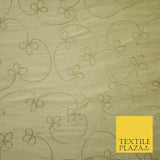 Luxury HONEY GOLD Corded Floral Vine Embroidered 100% PURE SILK Fabric 48" 4537