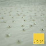 Luxury IVORY Hand Embroidered Pearl Beaded Flowers 100% PURE SILK Fabric 48"4538