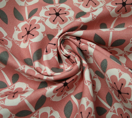 Scandi Poppy Floral Pastel Abstract 100% COTTON CANVAS Printed Fabric Craft 58"