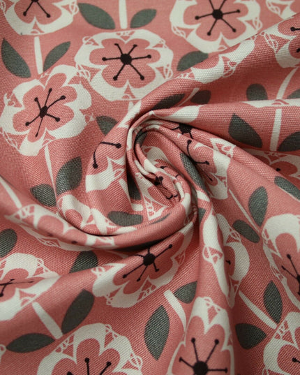 Scandi Poppy Floral Pastel Abstract 100% COTTON CANVAS Printed Fabric Craft 58"