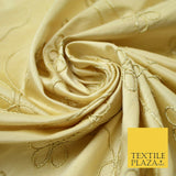 Luxury HONEY GOLD Corded Floral Vine Embroidered 100% PURE SILK Fabric 48" 4537