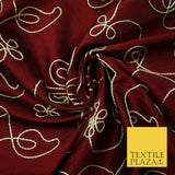 Luxury Floral Corded Flower Thread Embroidered 100% PURE SILK Fabric Decor 48"