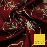 Luxury Floral Corded Flower Thread Embroidered 100% PURE SILK Fabric Decor 48"
