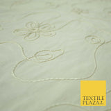 Luxury Floral Corded Flower Thread Embroidered 100% PURE SILK Fabric Decor 48"