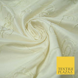 Luxury Floral Corded Flower Thread Embroidered 100% PURE SILK Fabric Decor 48"
