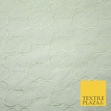 Luxury IVORY Ornate Hearts Design Embroidered 100% PURE SILK Fabric 44" 4521