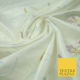 Luxury IVORY Floral Tropical Vine Embroidered 100% PURE SILK Fabric 44" 4530
