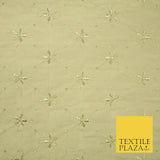 Luxury GOLD Floral Harlequin Flower Embroidered 100% PURE SILK Fabric 44" 4515