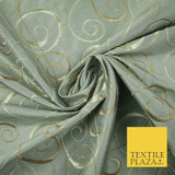 Luxury MARBLE GREY Ornamental Swirls Embroidered 100% PURE SILK Fabric 48" 4506