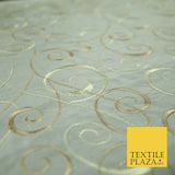 Luxury MARBLE GREY Ornamental Swirls Embroidered 100% PURE SILK Fabric 48" 4506